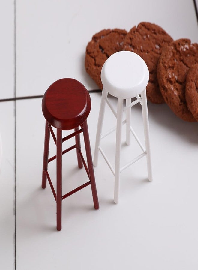 SAFIGLE 2 Pcs Mini Doll Furniture Bar Stools Set Brown Plastic Dollhouse Stool Accessories for Miniature House Decor 2.95 X 2.36 X 1.18 Inches - Image 2
